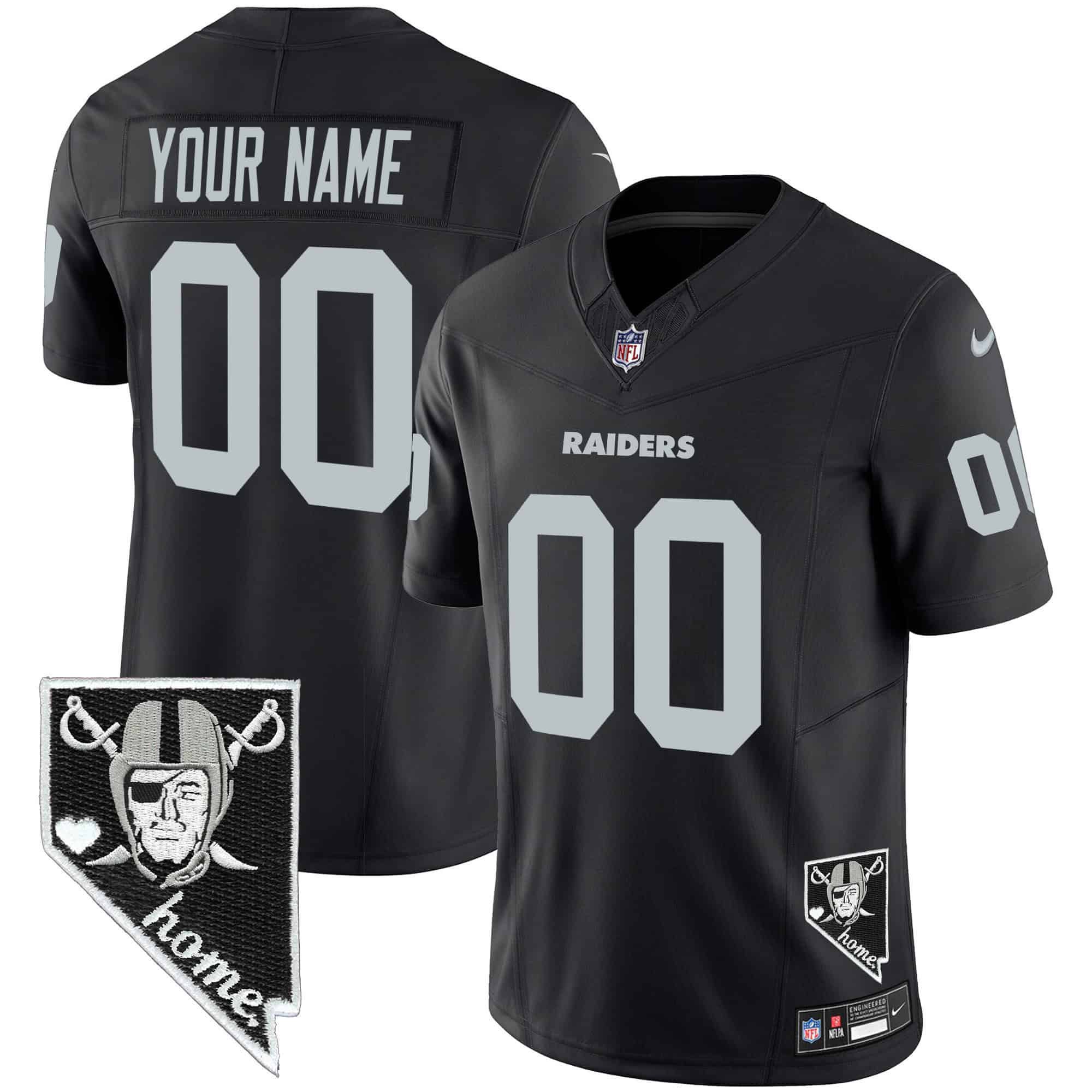 Men Oakland Raiders Black 2024 Nike Nevada Home Patch Vapor Custom NFL Jersey style 1->customized nfl jersey->Custom Jersey